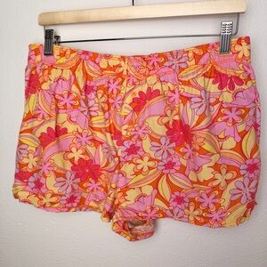 Victorias Secret PINK Flower Sleepwear Boxers Large Orange Pink
